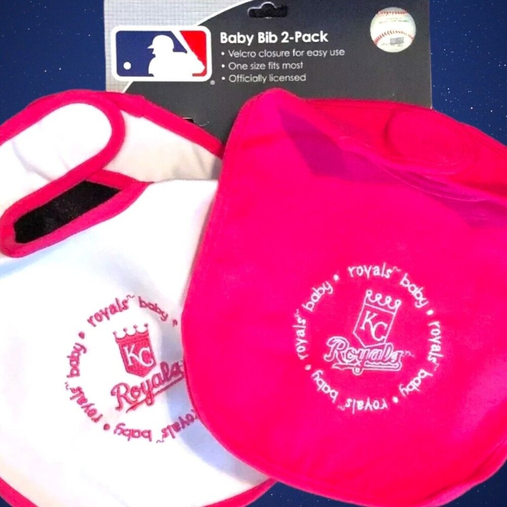 (2) NEW Official MLB Baseball KC Kansas City Royals Baby  BIBS Baby Fanatics